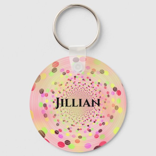 抽象芸術カラフル渦巻形の豆 キーホルダー (正面)