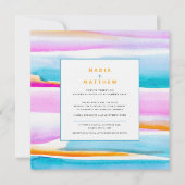 抽象芸術カラフル熱帯潮線結婚写真 招待状 (正面)