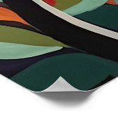 抽象芸術カラフル猫インリーフィツリーデザイン ポスター (角)