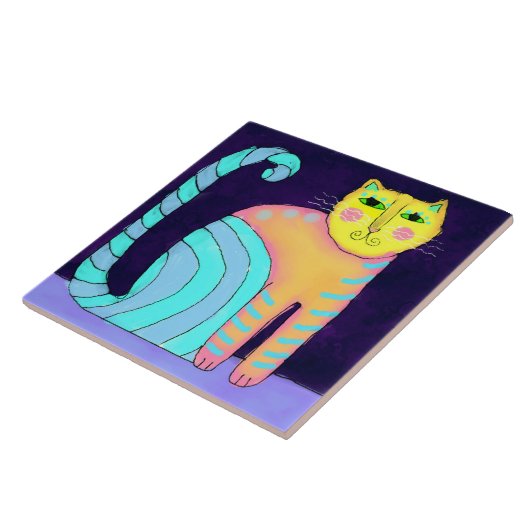 抽象芸術カラフル猫絵画の タイル (側面)