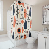 抽象芸術カラフル秋オレンジベージュ花柄 シャワーカーテン (インサイチュ)