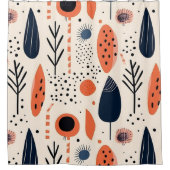 抽象芸術カラフル秋オレンジベージュ花柄 シャワーカーテン (正面)