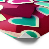 抽象芸術カラフル紙ハート ポスター (角)