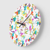 抽象芸術カラフル紙吹雪が白い上にトス ラージ壁時計 (傾斜)
