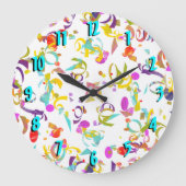 抽象芸術カラフル紙吹雪が白い上にトス ラージ壁時計 (正面)
