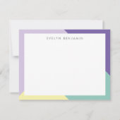 抽象芸術カラフル紫色の緑の黄色のパターン ノートカード (正面)