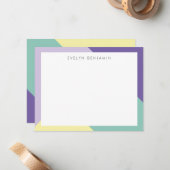 抽象芸術カラフル紫色の緑の黄色のパターン ノートカード (正面/裏面インサイチュ)