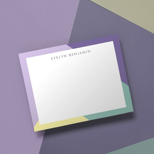 抽象芸術カラフル紫色の緑の黄色のパターン ノートカード