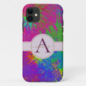 抽象芸術カラフル絞り染めモノグラム名 Case-Mate iPhoneケース (裏面)