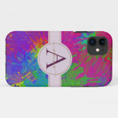 抽象芸術カラフル絞り染めモノグラム名 Case-Mate iPhoneケース (裏面(横))