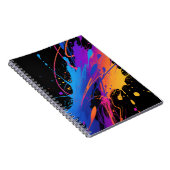 抽象芸術カラフル絵を描（ばちゃばちゃ）跳ねる背景 ノートブック (右側)