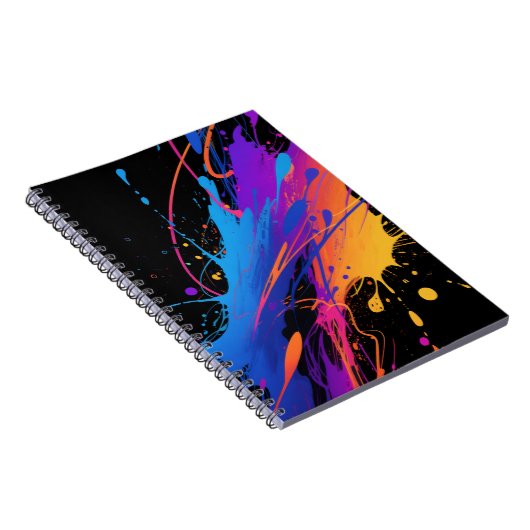 抽象芸術カラフル絵を描（ばちゃばちゃ）跳ねる背景 ノートブック (右側)