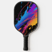 抽象芸術カラフル絵を描（ばちゃばちゃ）跳ねる背景 ピックルボールラケット (裏面)