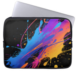 抽象芸術カラフル絵を描(ばちゃばちゃ)跳ねる背景 ラップトップスリーブ