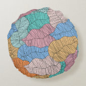 抽象芸術カラフル絵画リーフのデザイン背景 ラウンドクッション (裏面)