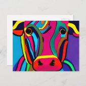 抽象芸術カラフル絵画牛 ポストカード (正面/裏面)