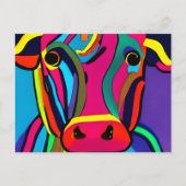 抽象芸術カラフル絵画牛 ポストカード (正面)