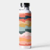 抽象芸術カラフル自然コーラルストライプパターン ウォーターボトル (右面)
