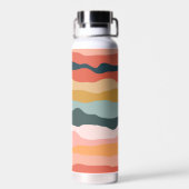 抽象芸術カラフル自然コーラルストライプパターン ウォーターボトル (背面)