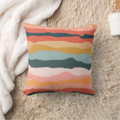 抽象芸術カラフル自然コーラルストライプパターン クッション (ブランケット)