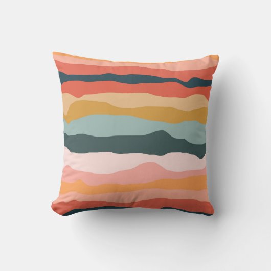 抽象芸術カラフル自然コーラルストライプパターン クッション (正面)