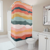 抽象芸術カラフル自然コーラルストライプパターン シャワーカーテン (インサイチュ)
