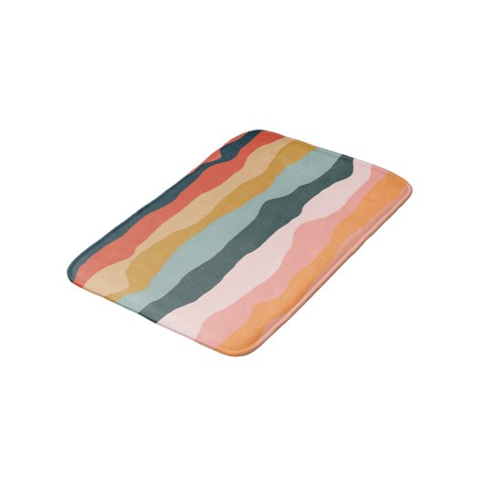 抽象芸術カラフル自然コーラルストライプパターン バスマット (アングル)