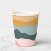 抽象芸術カラフル自然コーラルストライプパターン 紙コップ (裏面)