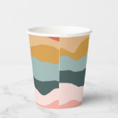 抽象芸術カラフル自然コーラルストライプパターン 紙コップ (右)