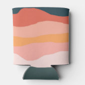 抽象芸術カラフル自然コーラルストライプパターン 缶クーラー (裏面)