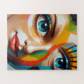 抽象芸術カラフル色彩の鮮やか顔 ジグソーパズル (横)