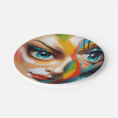 抽象芸術カラフル色彩の鮮やか顔 ペーパープレート (アングル)