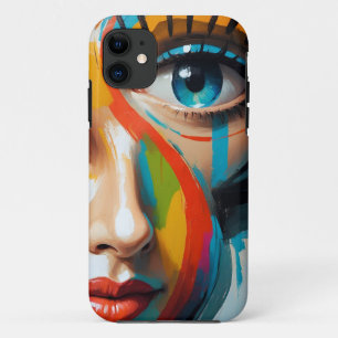 抽象芸術カラフル色彩の鮮やか顔 iPhone 11 ケース