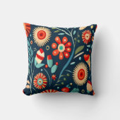 抽象芸術カラフル花と葉花の模様 クッション (正面)