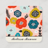 抽象芸術カラフル花タイポグラフィ スクエア名刺 (正面)