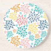 抽象芸術カラフル花模様 コースター (正面)