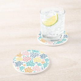 抽象芸術カラフル花模様 コースター