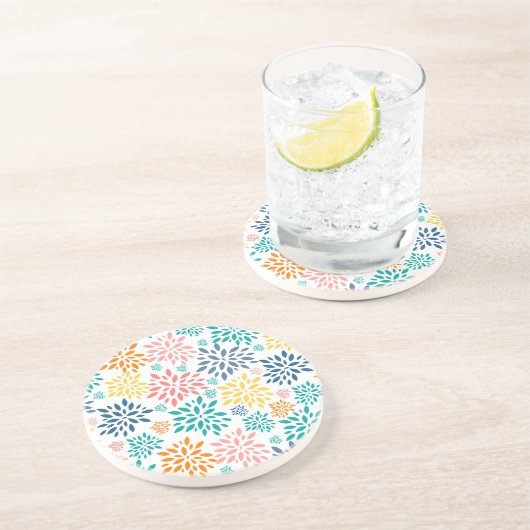 抽象芸術カラフル花模様 コースター (側面)