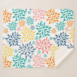 抽象芸術カラフル花模様 シェルパブランケット