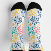 抽象芸術カラフル花模様 ソックス (上部)