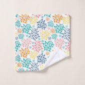 抽象芸術カラフル花模様 バスタオルセット (ウォッシュタオル)