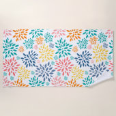 抽象芸術カラフル花模様 ビーチタオル (正面)