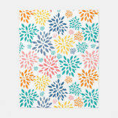 抽象芸術カラフル花模様 フリースブランケット (正面)