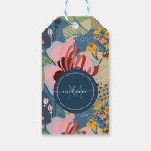 抽象芸術カラフル花模様，モノグラム ギフトタグ (裏面)