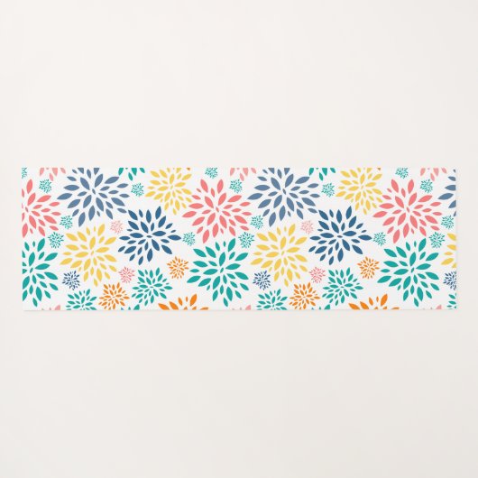 抽象芸術カラフル花模様 ヨガマット (裏面(横))