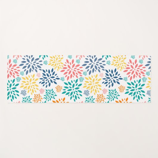 抽象芸術カラフル花模様 ヨガマット (正面(横))