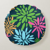 抽象芸術カラフル花火枕 ラウンドクッション (正面)