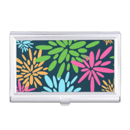 抽象芸術カラフル花火花カードホルダー 名刺入れ