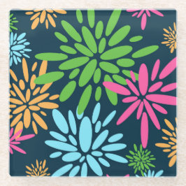 抽象芸術カラフル花火花コースター ガラスコースター