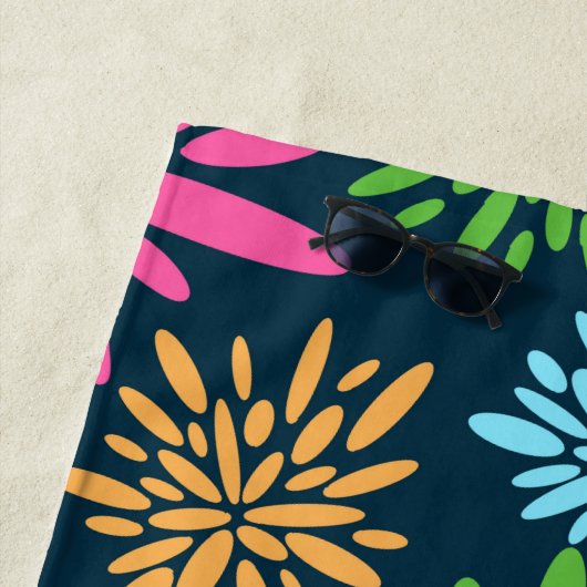 抽象芸術カラフル花火花ビーチタオル ビーチタオル (インサイチュ)